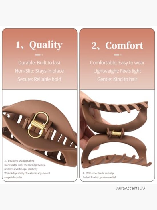 3 Pack Extra Large Silicone Hair Claw Clips for Thick Curly Hair